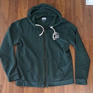 Men's Forest Green Zip-Up Hoodie with Subtle Chest Logo